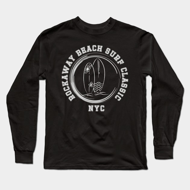 Rockaway Beach Surf Classic (Dark Colors) Long Sleeve T-Shirt by Proud Town Tees